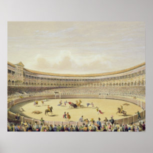 Plazaen de Toros av Madrid, 1865 (färglithoen) Poster