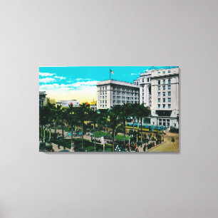 Plazaen parkerar och U.S. anslags- HotelSan Diego, Canvastryck