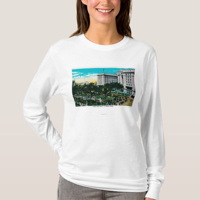 Plazaen parkerar och U.S. anslags- HotelSan Diego, Tee Shirt (Framsida)