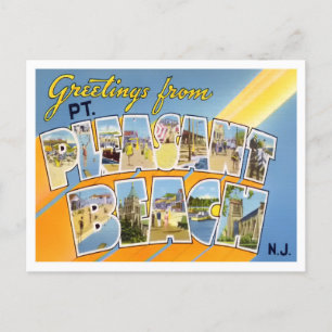 Pleasant Beach, New jersey Vintage Big Brev Vykort