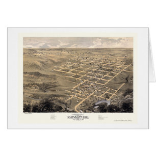 Pleasant Hill panorama- karta för MO - 1869 Hälsningskort
