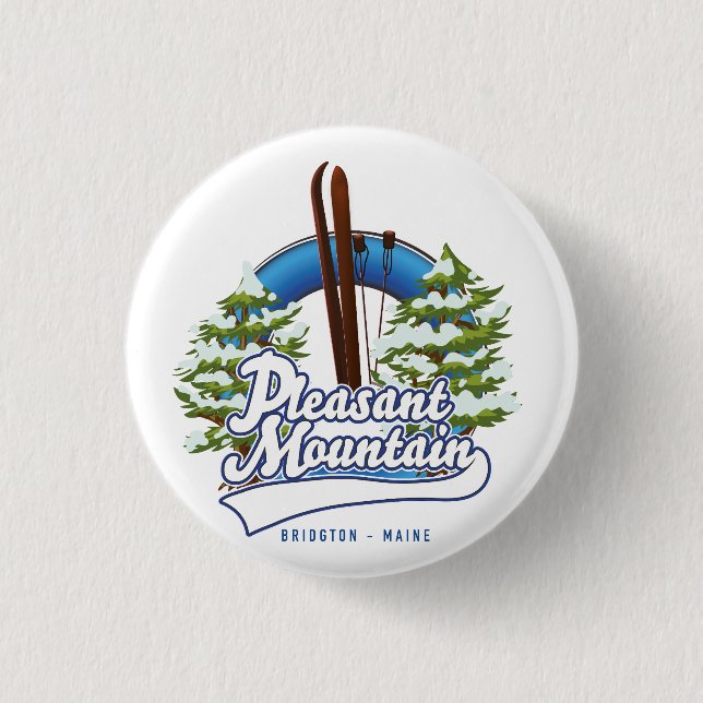 Pleasant Mountain Ski Bridgton logotyp. Knapp (Framsida)