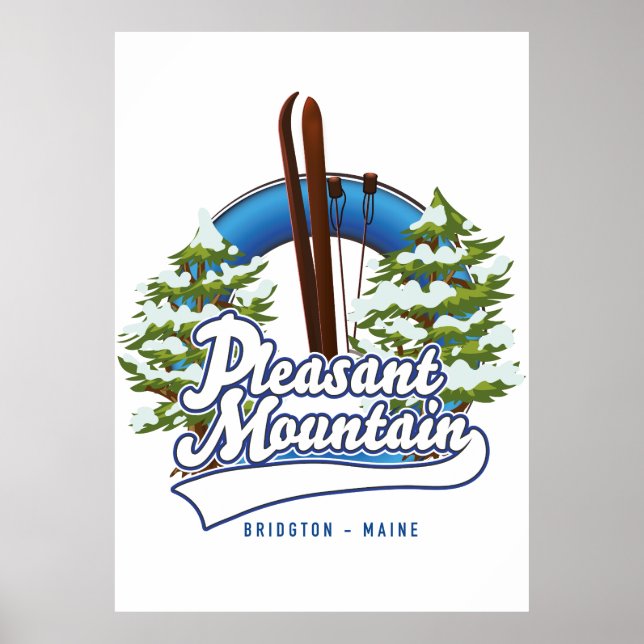 Pleasant Mountain Ski Bridgton logotyp. Poster (Framsidan)