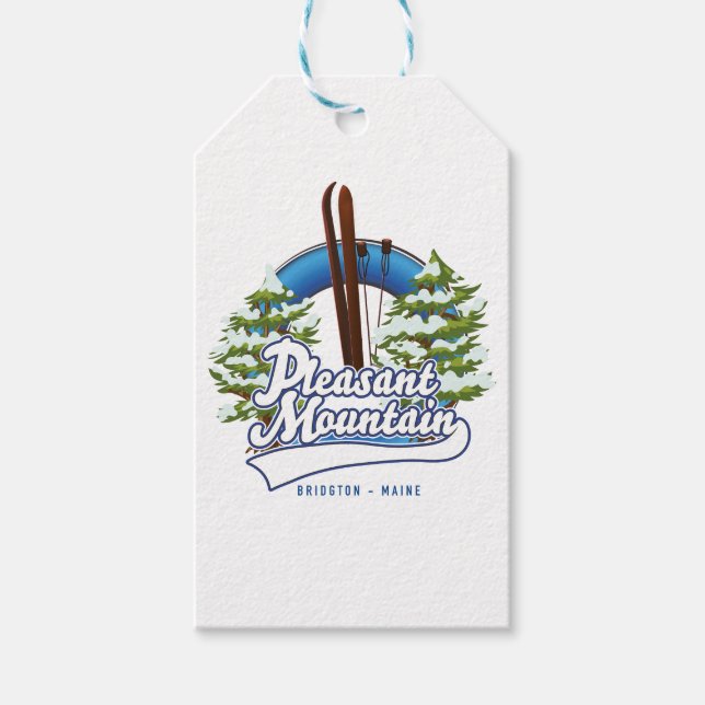 Pleasant Mountain Ski Bridgton-logotyp. Presentetikett (Framsidan)