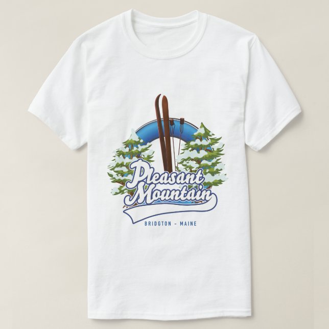Pleasant Mountain Ski Bridgton logotyp. T Shirt (Design framsida)