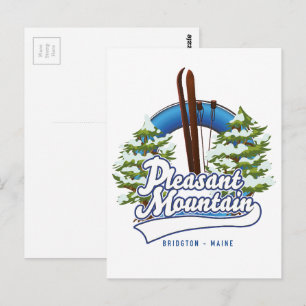 Pleasant Mountain Ski Bridgton logotyp. Vykort