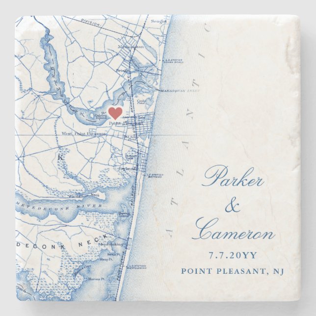 Pleasant NJ Karta Wedding Favor Navy Blue Stenunderlägg (Framsidan)