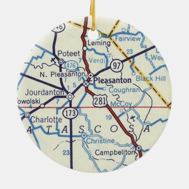 Pleasanton Texas julprydnad Julgransprydnad Keramik (Baksidan)