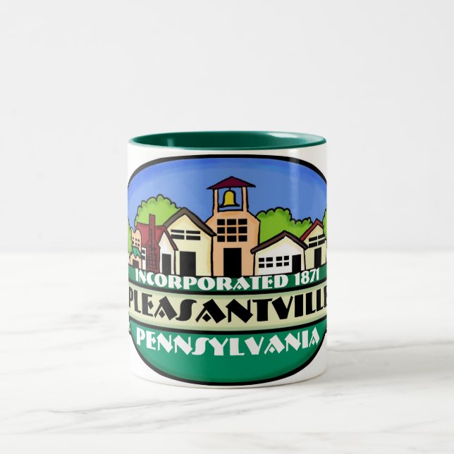 Pleasantville Pennsylvania, kaffe i den lilla stad Två-Tonad Mugg (Center)