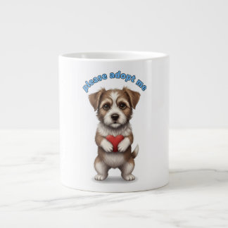 Please Adopt Me – Cute Rescue Dog Illustration wit Jumbo Mugg
