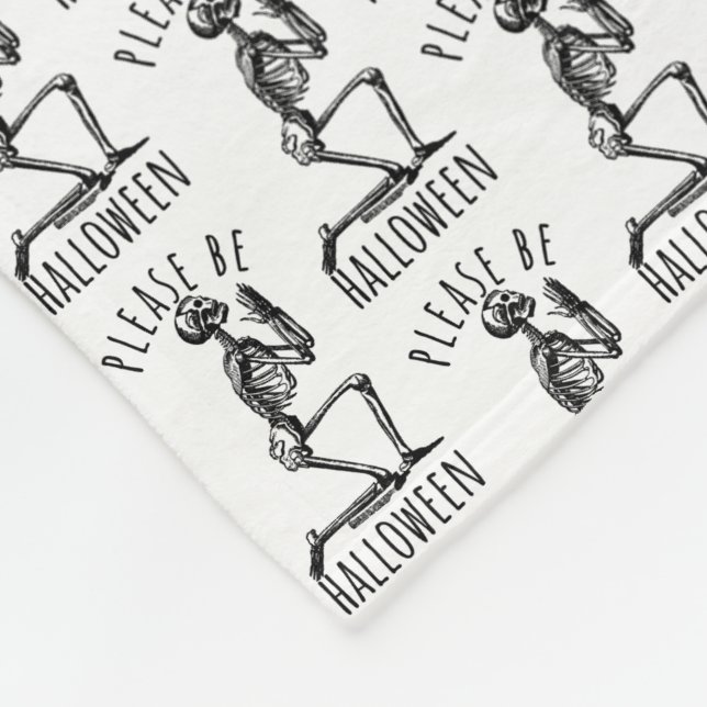 Please Be Halloween Spooky Season Skeleton Bones Fleecefilt (Hörn)