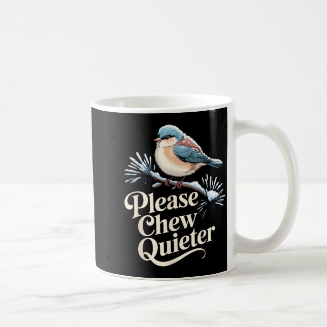 Please Chew Quieter Funny Introvert Christmas Bird Kaffemugg (Höger)