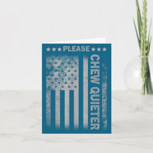 Please Chew Quieter Funny Introvert Usa Flag Vinta Kort (Framsida)