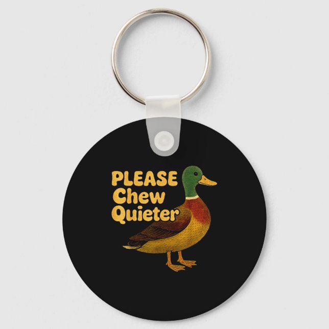 Please Chew Quieter Sarcastic Animal Quote Quirky  Nyckelring (Framsida)