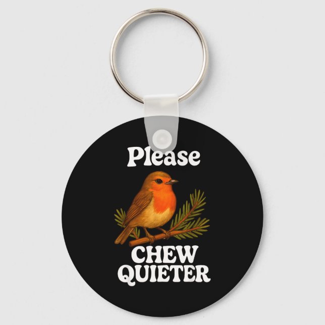 Please Chew Quieter Vintage Bird Groovy Design  Nyckelring (Framsida)