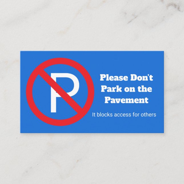 Please Do Not Park – Private Access Notice Visitkort (Framsida)