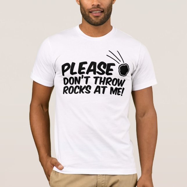 Please kastar inte stenar på mig tshirten tröja (Framsida)
