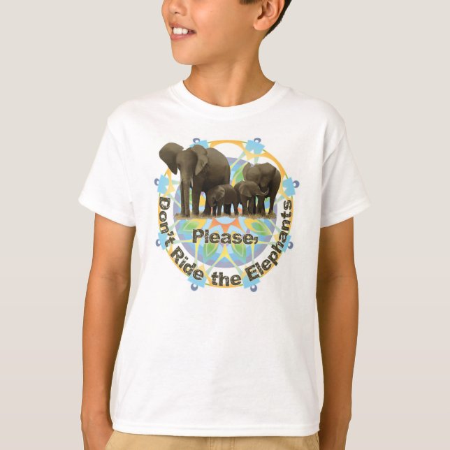 Please rider inte elefanterna t-shirt (Framsida)