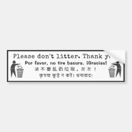 Please skräpar ner inte tack! Flerspråkig Bildekal