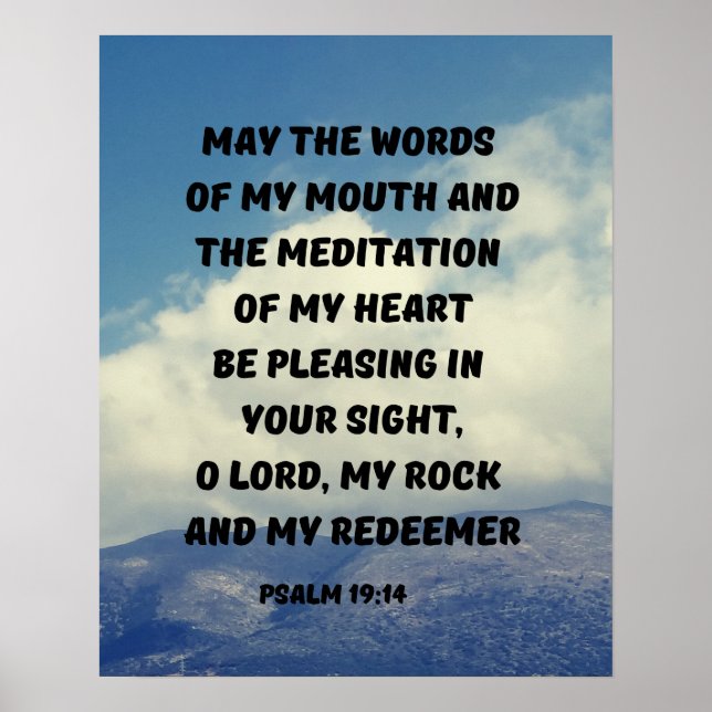 Pleasing in guds synvinkel Psalm 19:14 Bibelverse Poster (Framsidan)