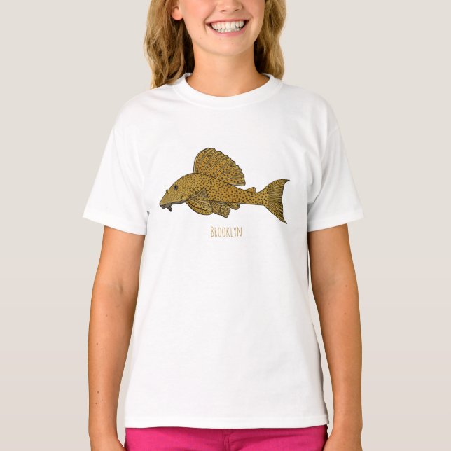 Pleco fish cartoon illustration  t shirt (Framsida)