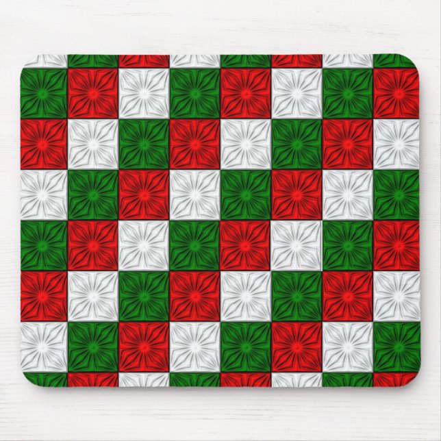 Pleed Corners-Red-White-Grönt-MOUSE PAD Musmatta (Framsidan)