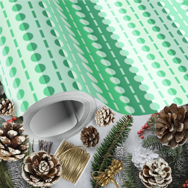Pleed Rand-Grönt Hues Presentpapper (Pleated Stripes-Green Hues Wrapping Paper Rolls by Leapfroglisics Shop)