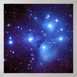 Pleiades Open Star Cluster Seven Sisters i Taurus Poster