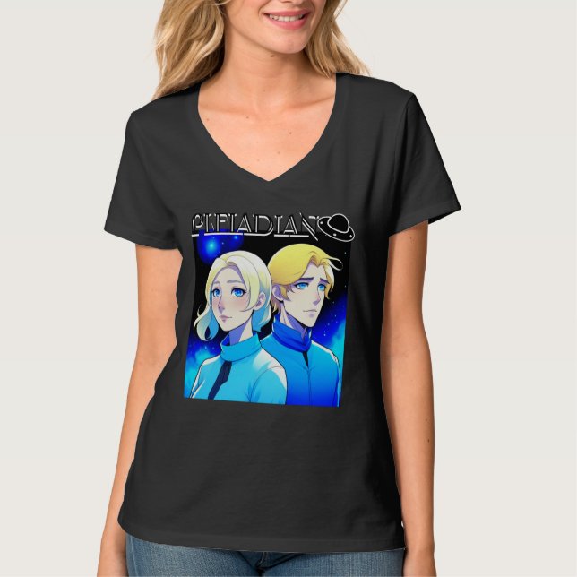 Pleiadian Alien Tävling och UFO T Shirt (Framsida)