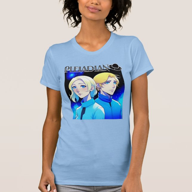 Pleiadian Alien Tävling och UFO T Shirt (Framsida)