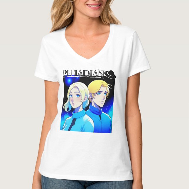 Pleiadian Alien Tävling och UFO T Shirt (Framsida)