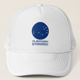 Pleiadian Starseed Hat - Blue & White Trucker Styl Keps