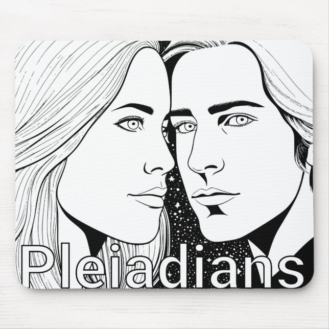 Pleiadians Tall ExtraterRestals, hona och hane Musmatta (Framsidan)