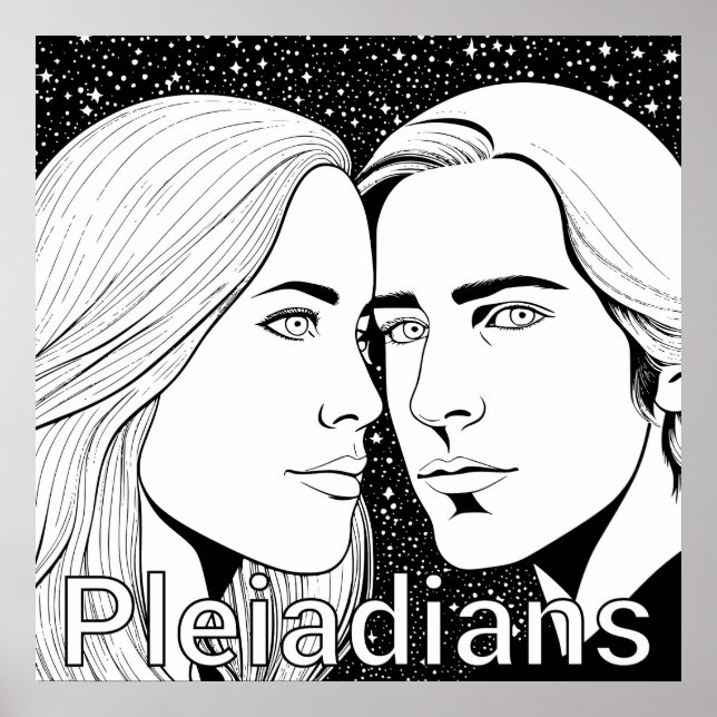 Pleiadians Tall ExtraterRestals, hona och hane Poster (Framsidan)