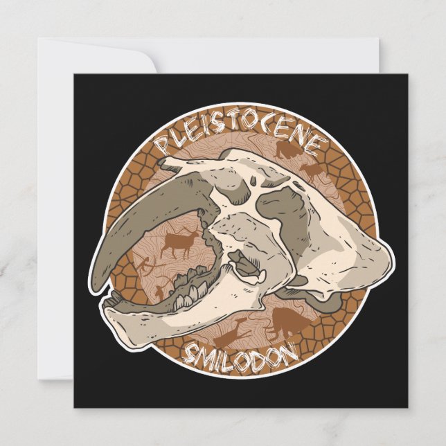 Pleistocene Paleoart Smilodon Skull Inbjudningar (Framsida)