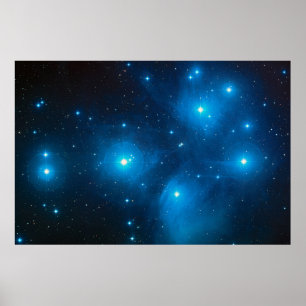 Plejaderna Astro Oujda asterism blå stjärnhop Poster