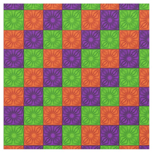 Plektionerade hörn,Orange Lila Grönt-Zazzle Fabric Tyg (Närbild)