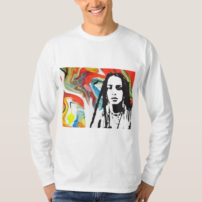 Plena Punk Puerto Rican Art Men's Long Sleeve T Shirt (Framsida)