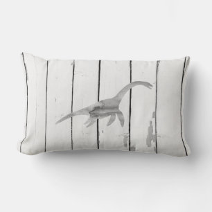 Plesiosaurus Dinosaur Shiplap Rustic Lumbar Pillow Lumbarkudde