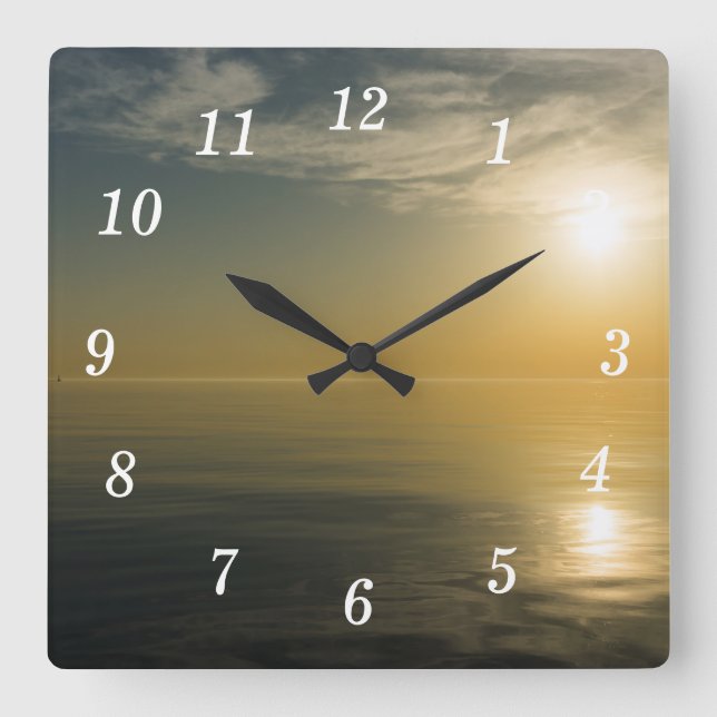 Pletarium Sunrise Wall Clock Fyrkantig Klocka (Framsida)