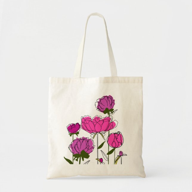Plethora of Peonies Tote Bag Tygkasse (Framsidan)