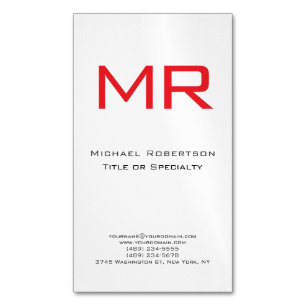 Plian Monogram Red White Minimalist Magnetiska Visitkort