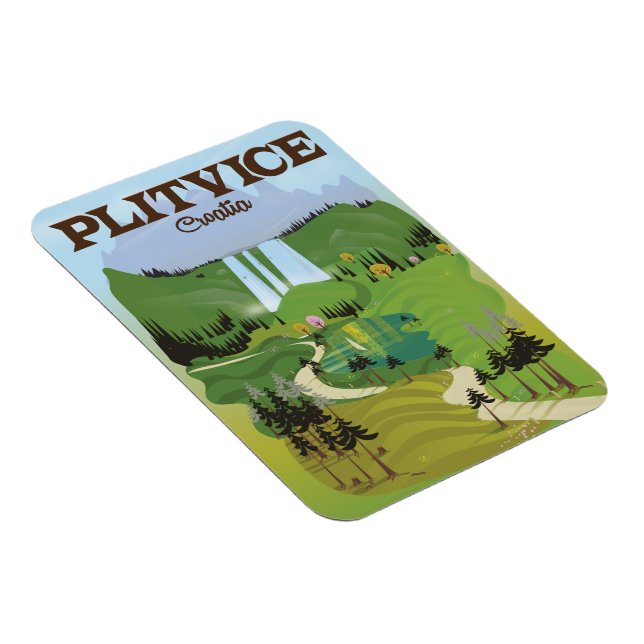 Plitvice Kroatien reseinformation affisch Magnet (Högersidan)
