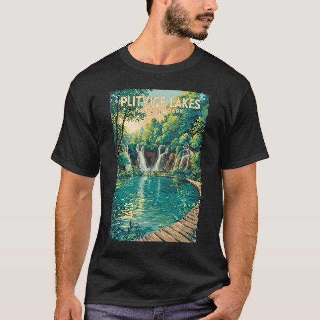 Plitvice Lakes National Park Illustration Travel T Shirt (Framsida)
