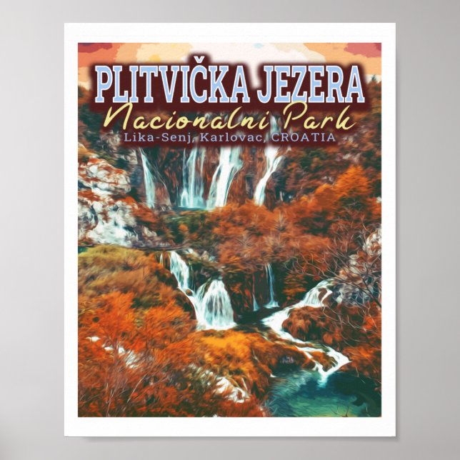 PLITVICE SJÖAR NATIONAL PARK - KROATIEN POSTER (Framsidan)