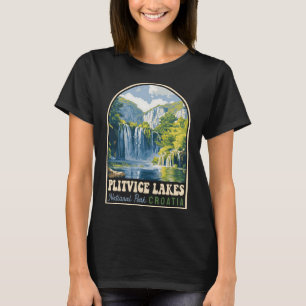Plitvice Sjöar nationalpark Kroatien Souvenir Retr T Shirt