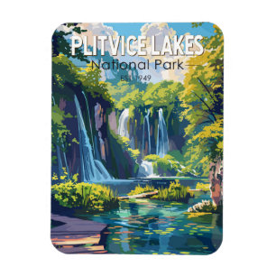 Plitvice Sjöar nationalpark Kroatien Travel Art Magnet