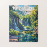 Plitvice Sjöar nationalpark Kroatien Travel Art Pussel<br><div class="desc">Konstruktion av vektorbilder i Plitvice Sjöar. Parkens sjöar är åtskilda av naturliga travertindammar,  som skapas av att vatten flyter i tunna lagrar över tröskelvärdena.</div>