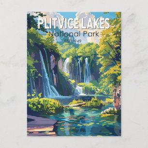 Plitvice Sjöar nationalpark Kroatien Travel Art Vykort