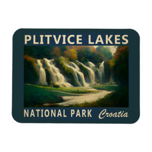 Plitvice Sjöar nationalpark Kroatien Watercolor Magnet